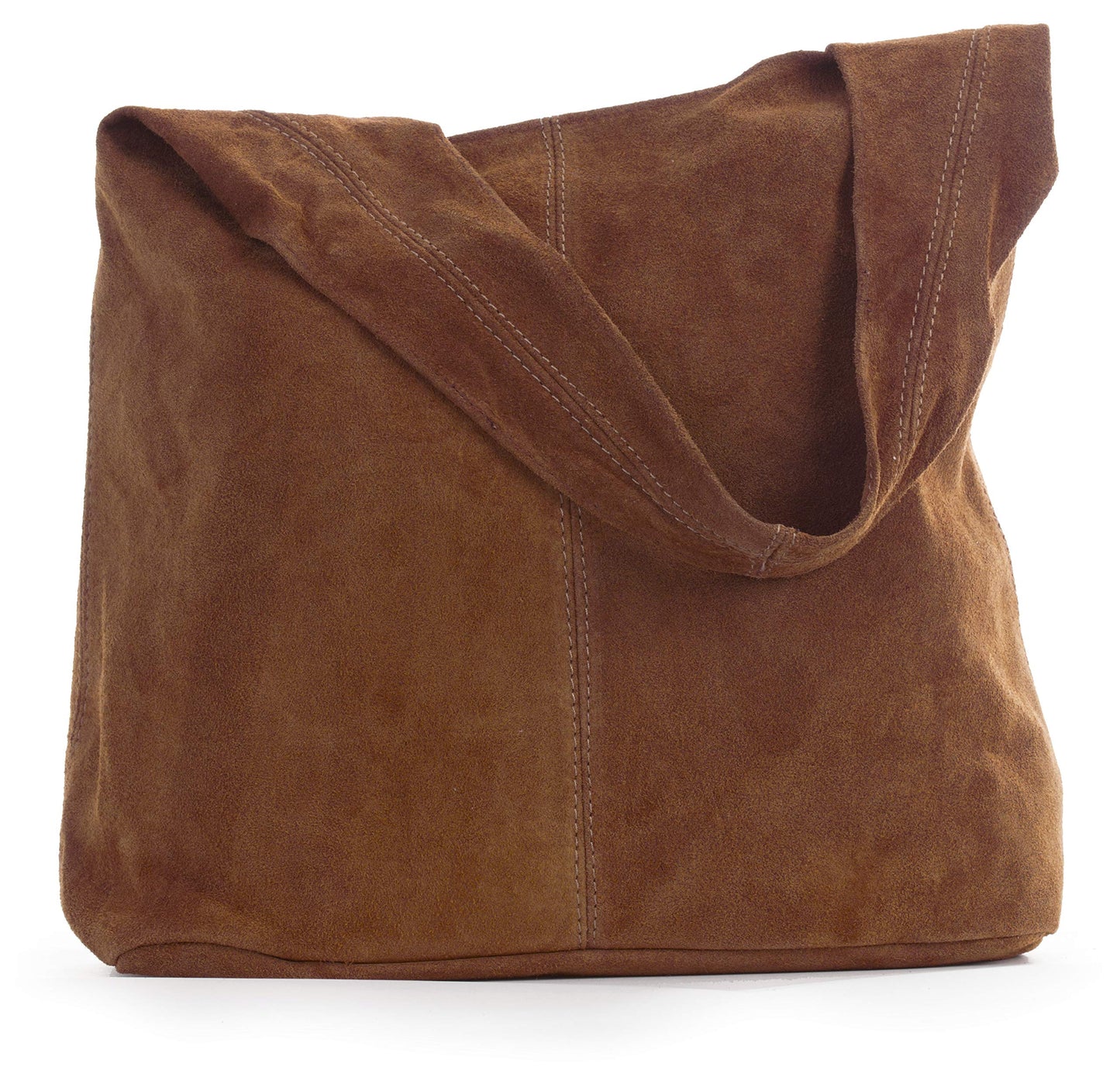Shay - Genuine Italian Suede Leather Hobo Shoulder Tote with Zip Closure & Dust Bag