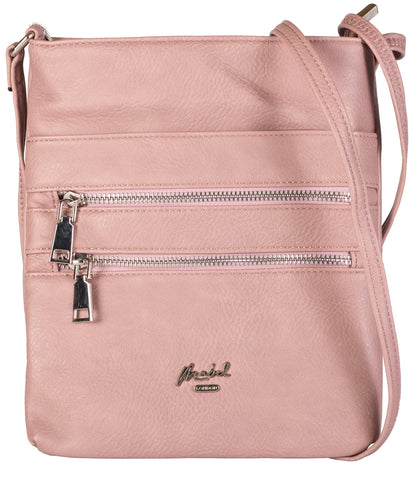 Tessa - Vegan Leather Small Crossbody Bag with Multiple Front Zip Pockets