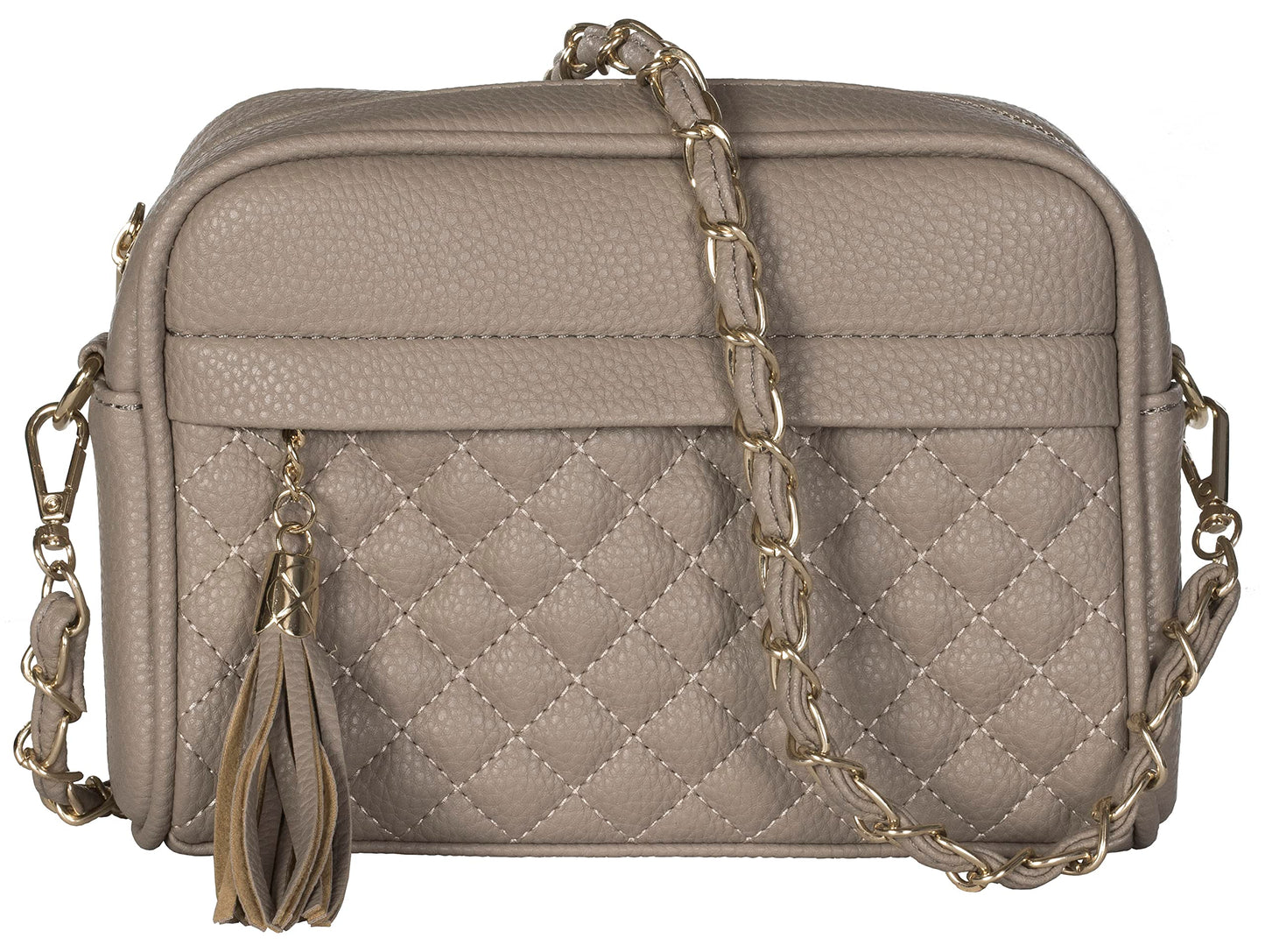 Em - Small Vegan Leather Shoulder Crossbody Bag with Zip Closure & Compact Style