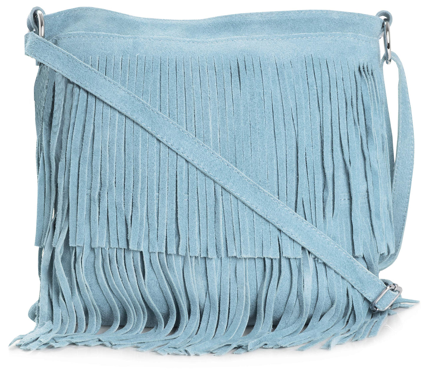 Robin - Genuine Italian Suede Leather Small Tassel Crossbody Bag Handmade in Florence