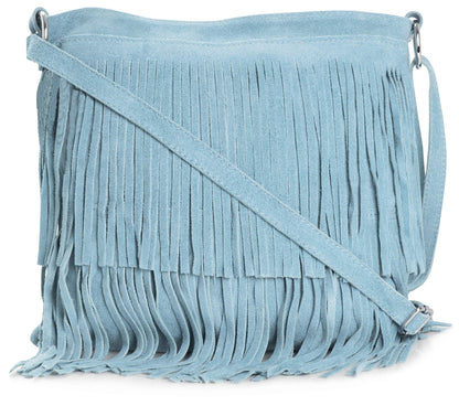 Robin - Genuine Italian Suede Leather Small Tassel Crossbody Bag Handmade in Florence