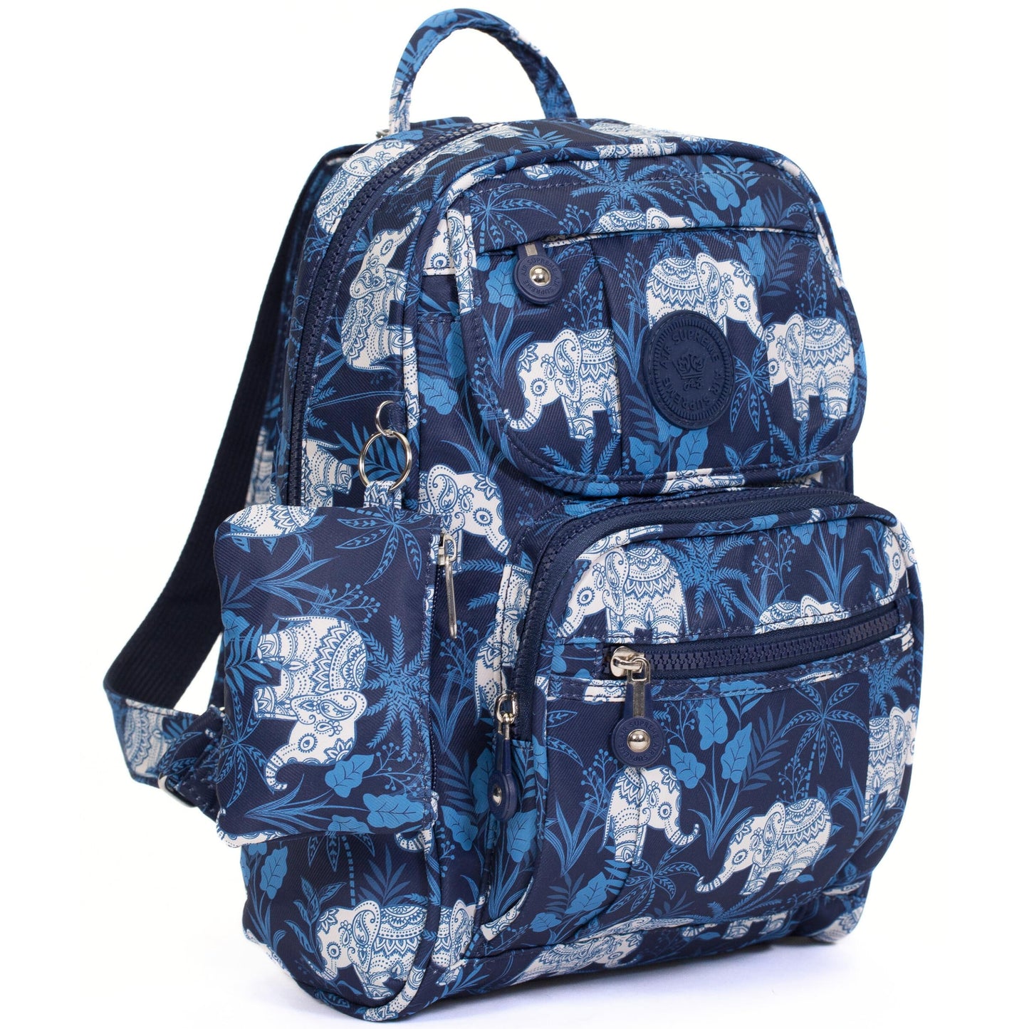 Lacey - Small Rainproof Fabric Printed Mini Backpack with Multi Zip Pockets