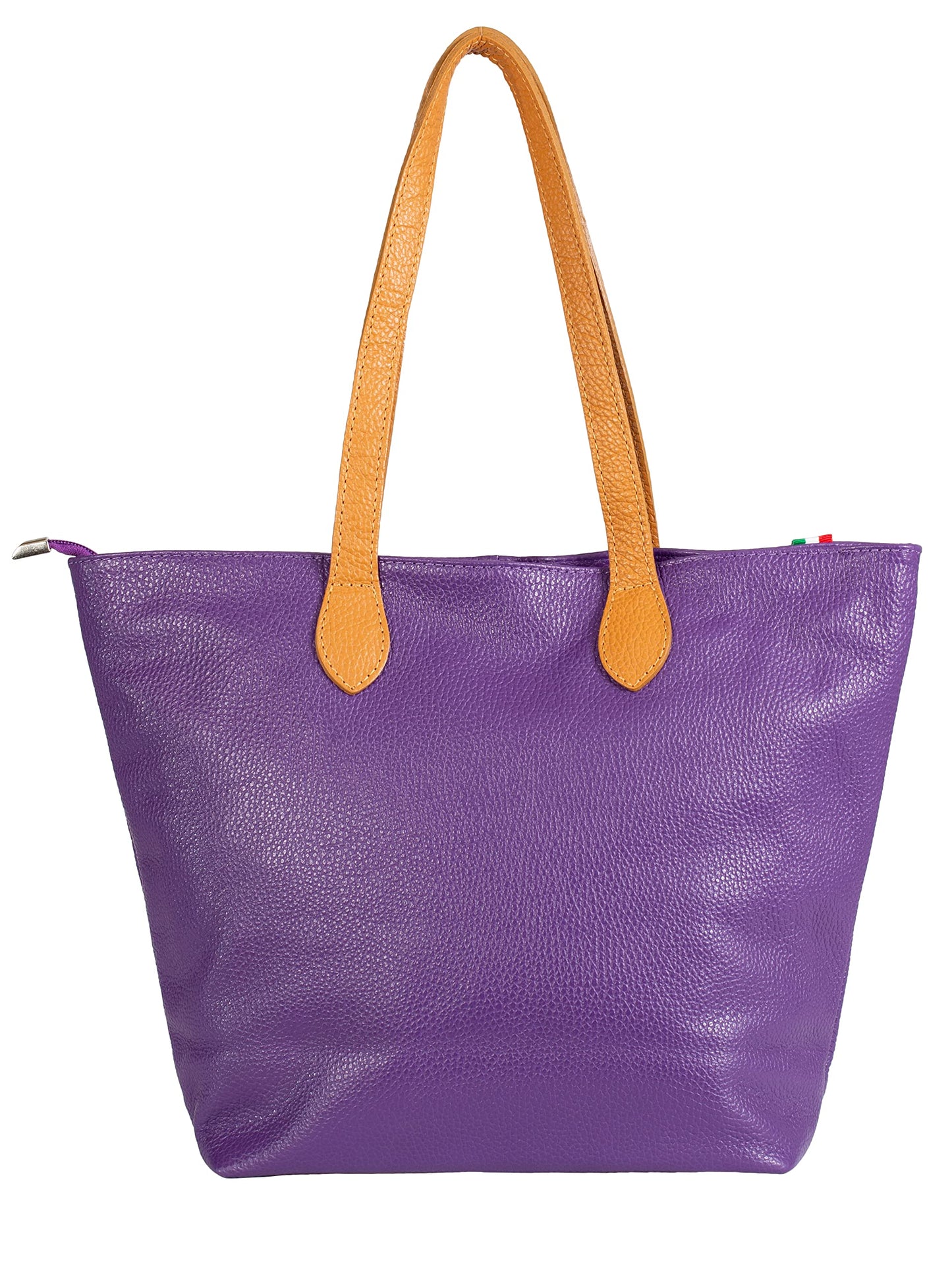 Tia - Genuine Italian Leather Medium Shoulder Bag with Contrast Handles Handmade in Florence