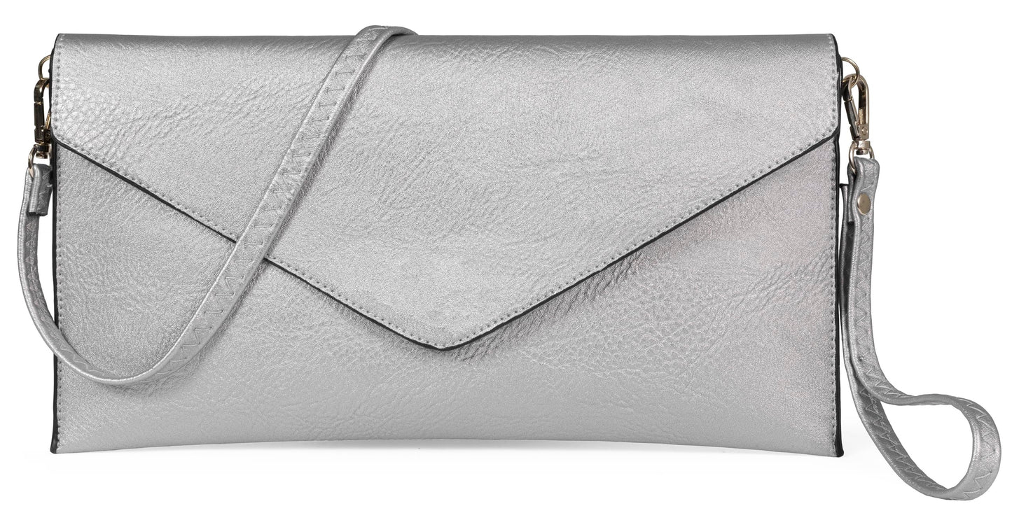 Piper - Vegan Leather Clutch Wristlet with Detachable Strap, Evening Purse Bag