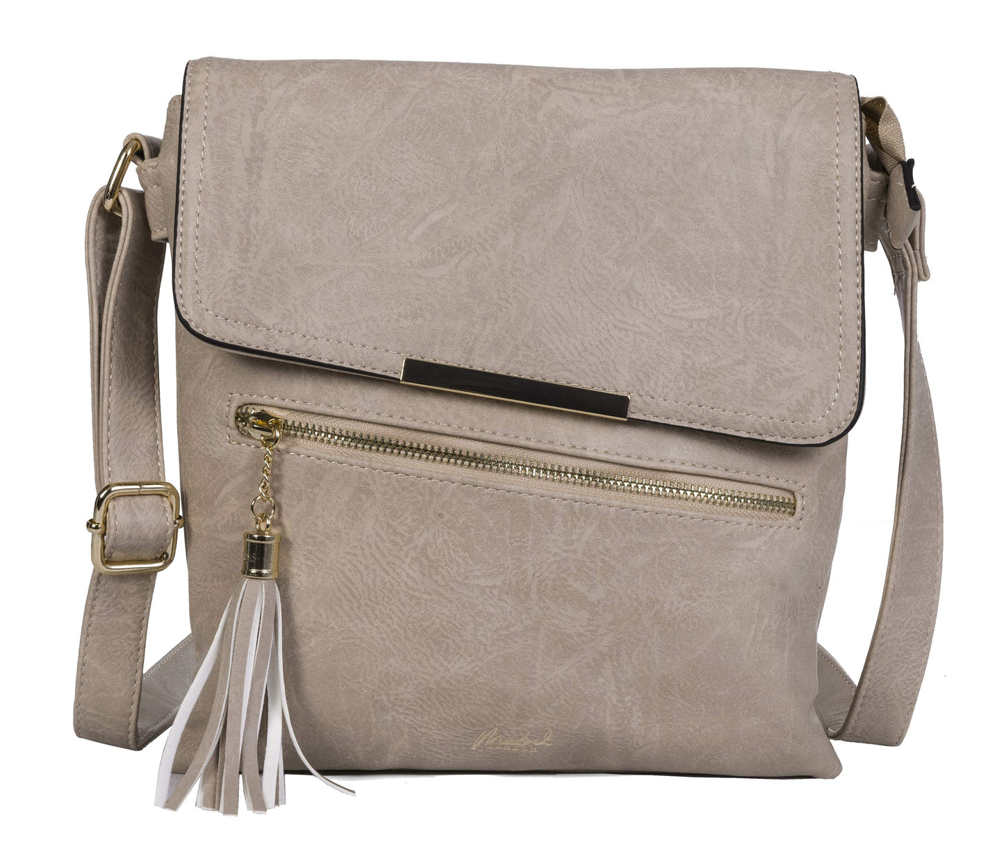 Bonnie - Medium Vegan Leather Crossbody Shoulder Bag with Zip Closure & Tassel Detail