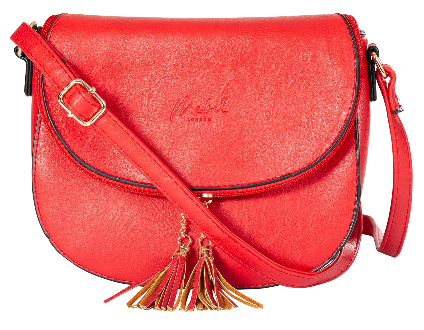 Liv - Vegan Leather Small Crossbody Messenger Bag with Flap, Zip & Tassel Detail