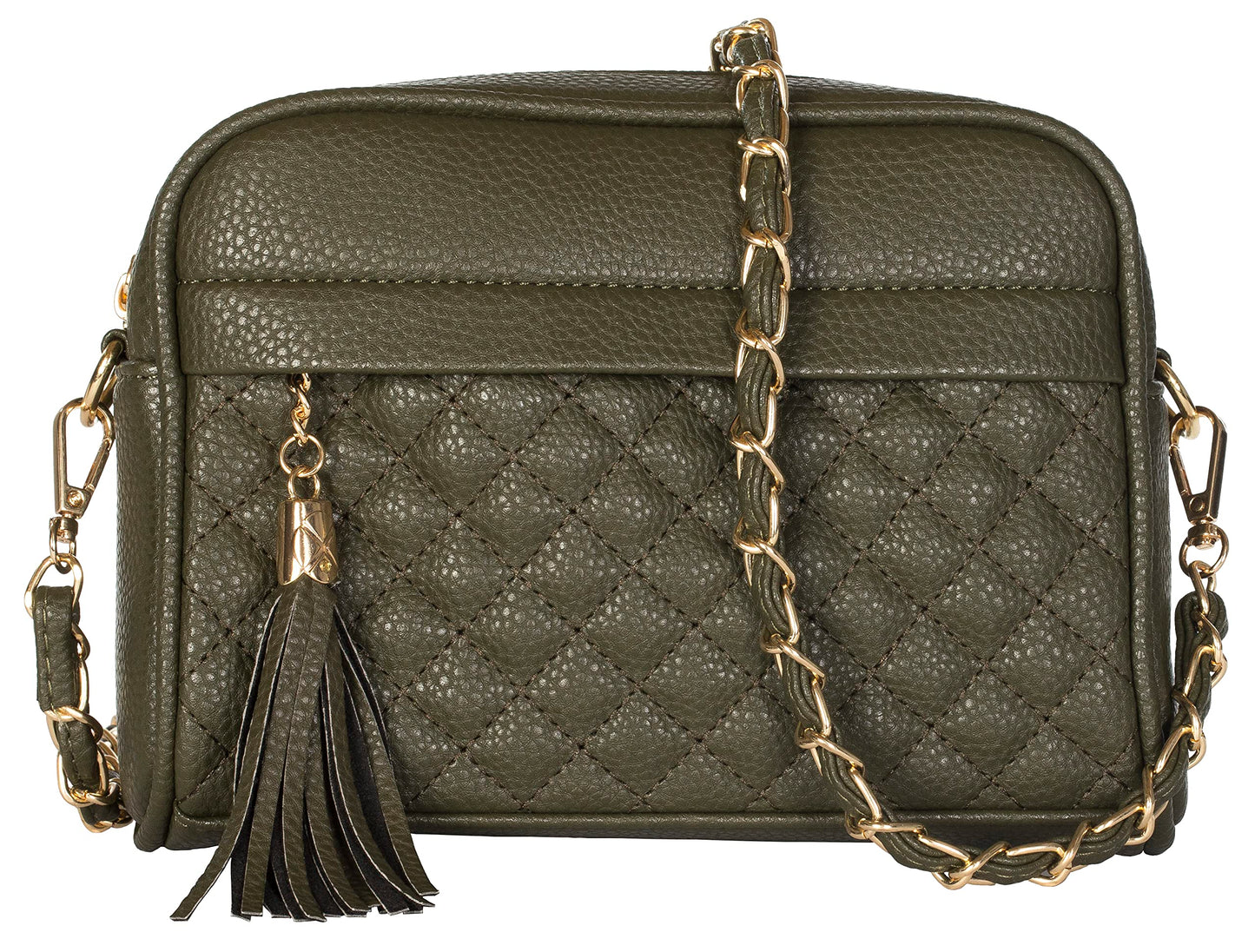 Em - Small Vegan Leather Shoulder Crossbody Bag with Zip Closure & Compact Style