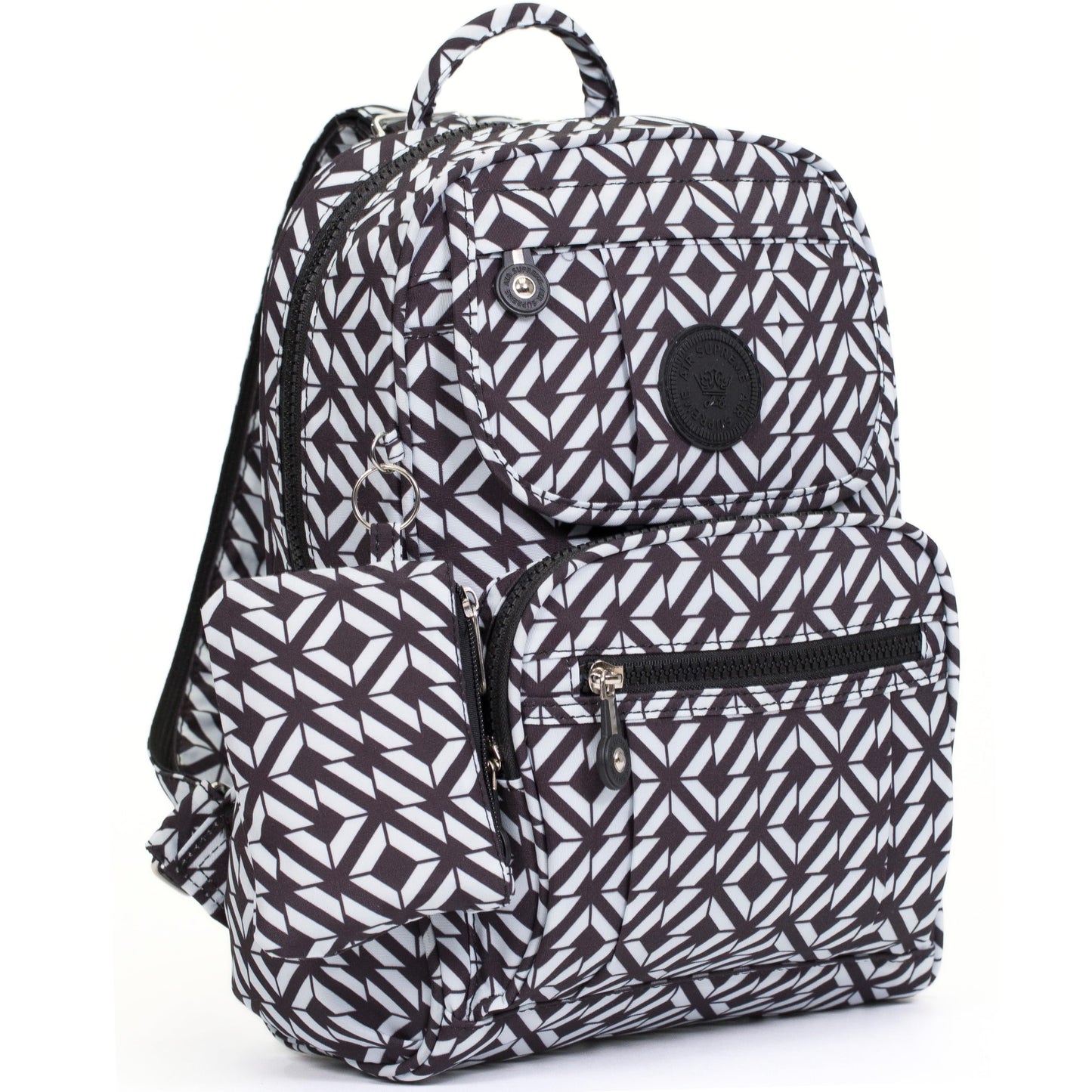 Lacey - Small Rainproof Fabric Printed Mini Backpack with Multi Zip Pockets