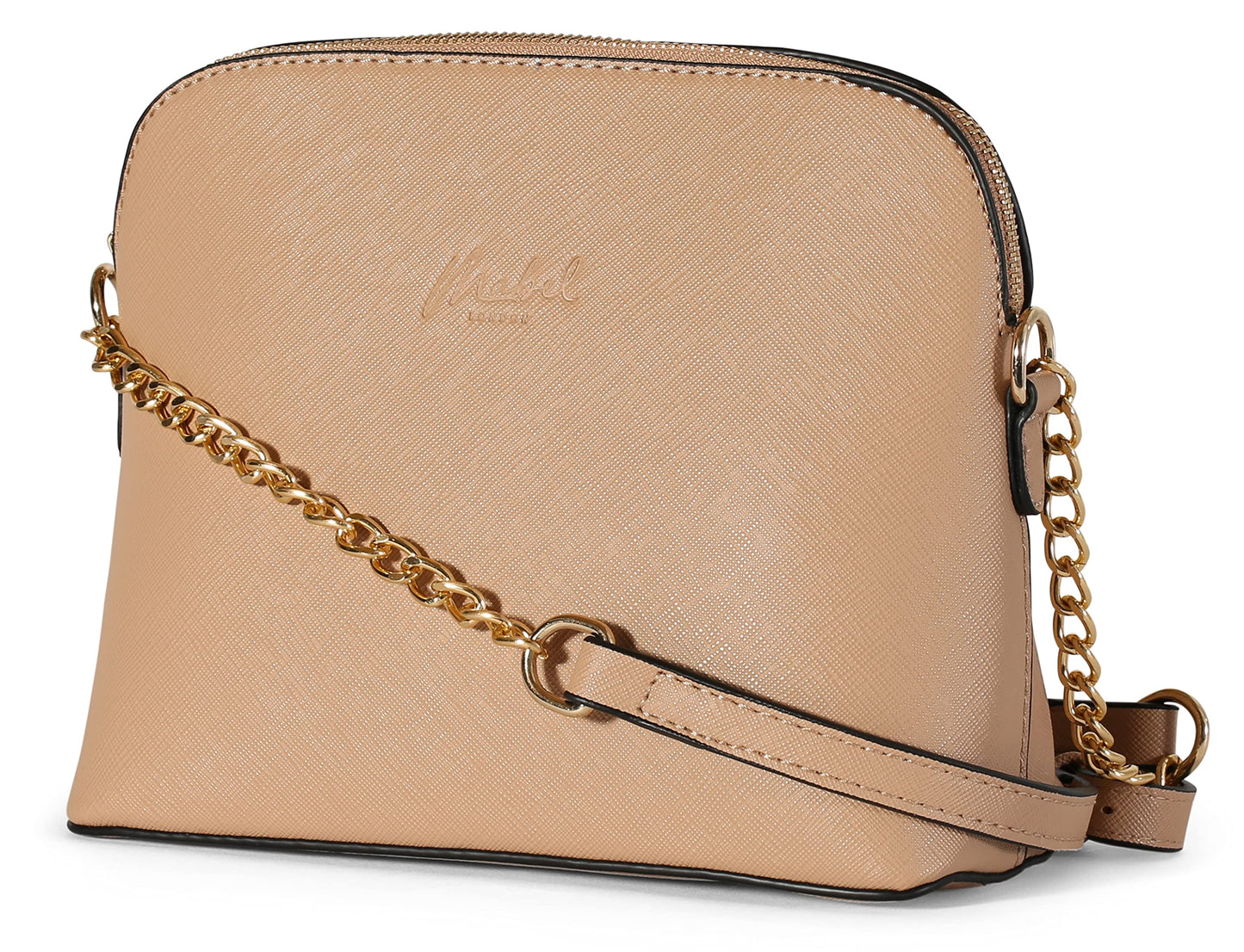 Noe - Vegan Leather Small Saddle Crossbody Shoulder Bag with Back Zip Pocket