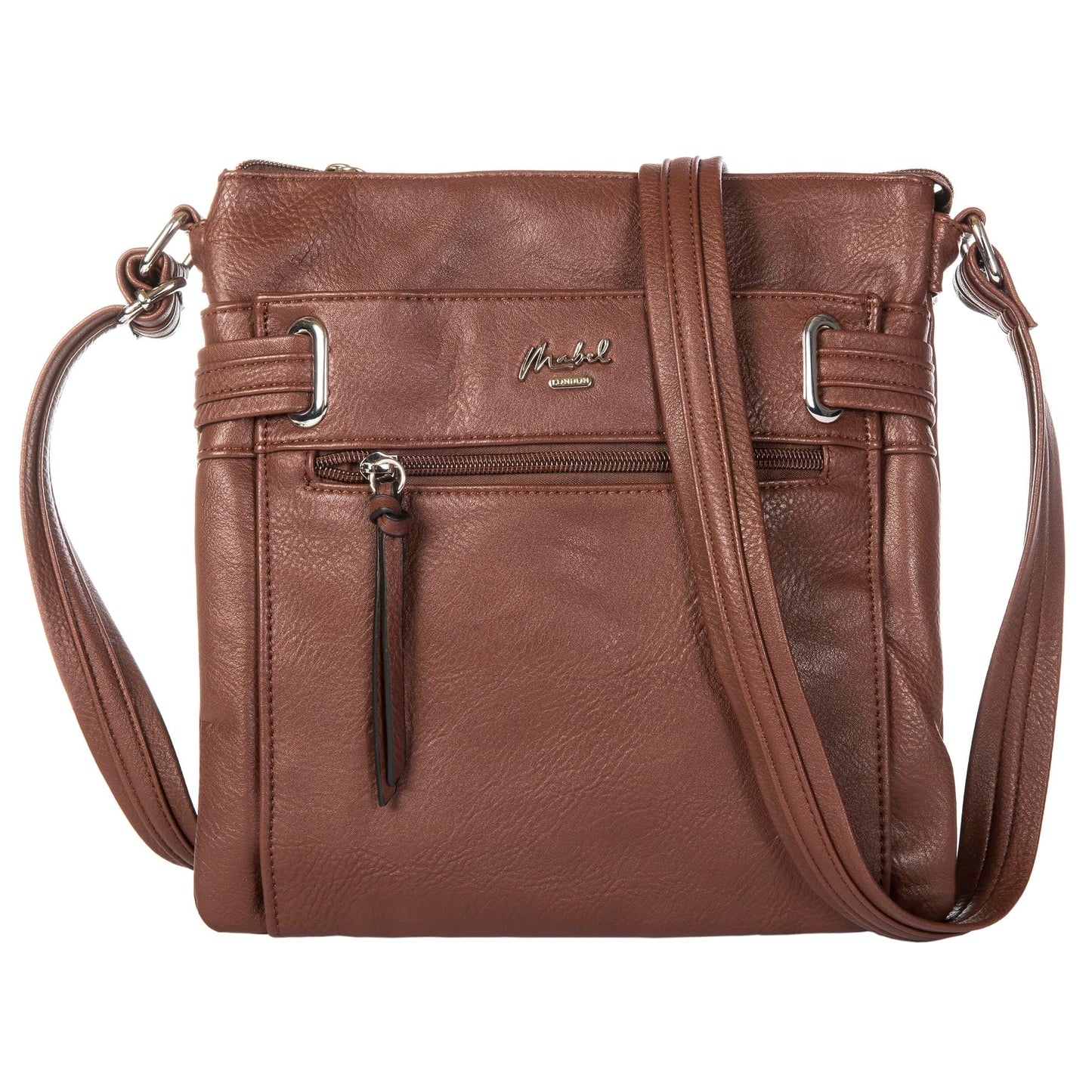 Lara - Small Vegan Leather Crossbody Shoulder Bag with Multiple Pockets & Zip Closure