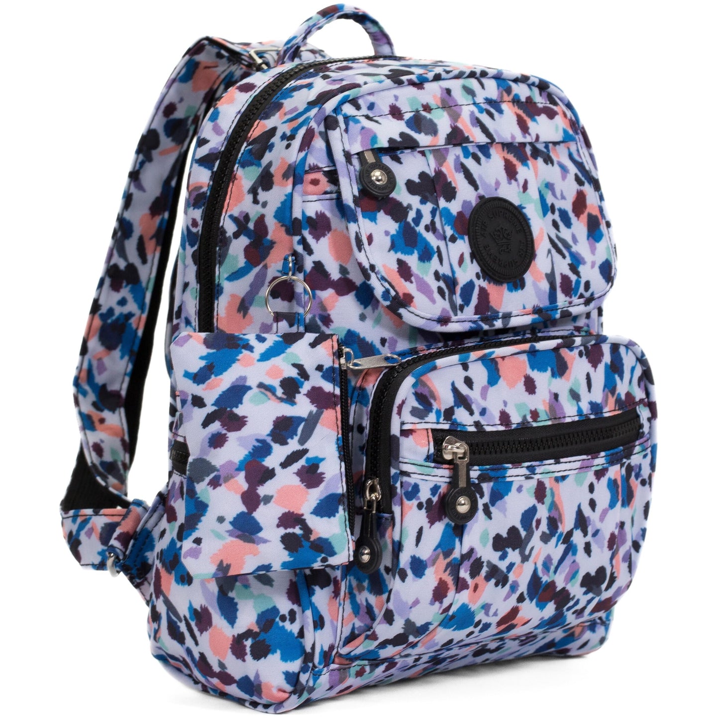 Lacey - Small Rainproof Fabric Printed Mini Backpack with Multi Zip Pockets