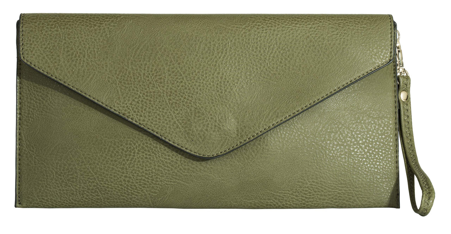 Piper - Vegan Leather Clutch Wristlet with Detachable Strap, Evening Purse Bag
