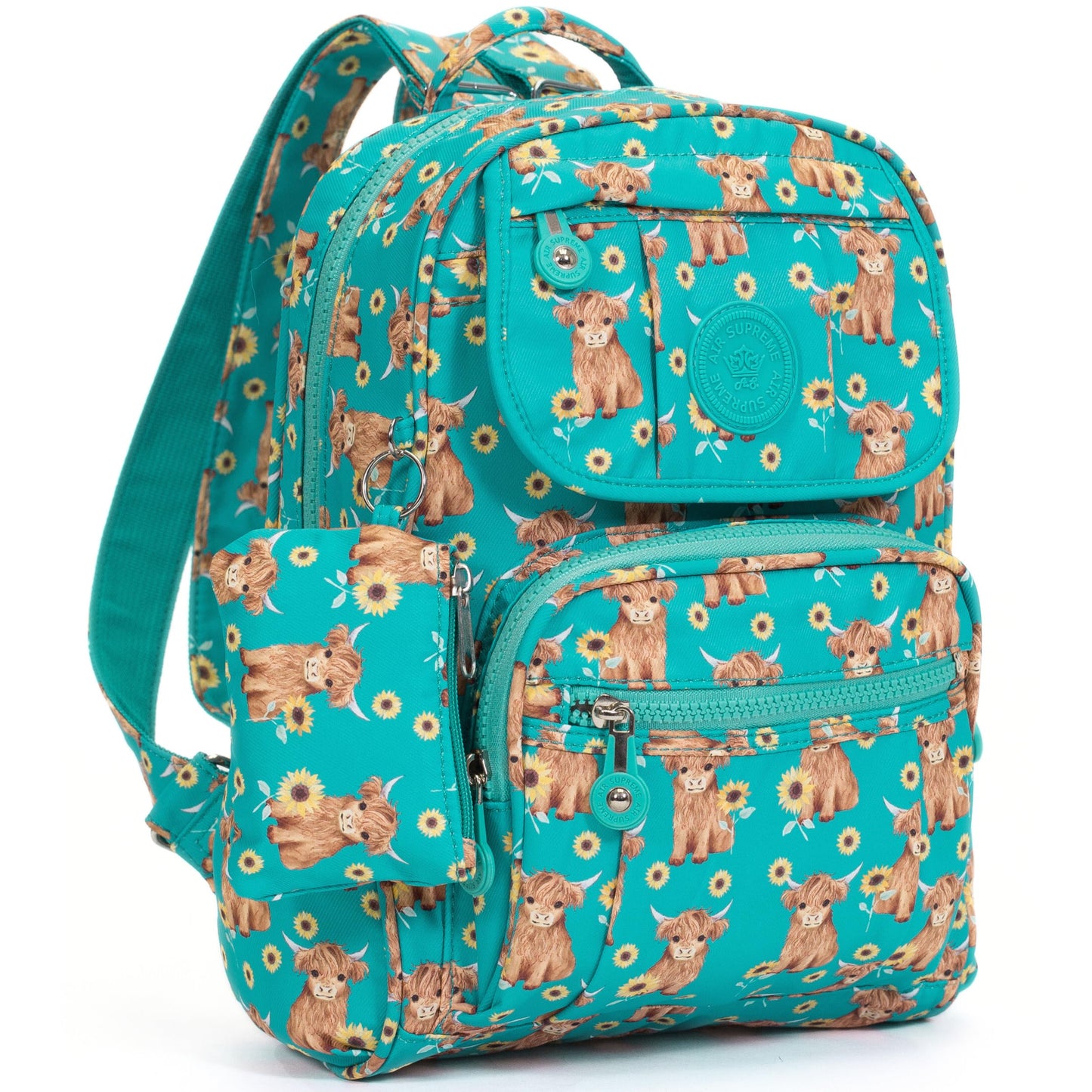 Lacey - Small Rainproof Fabric Printed Mini Backpack with Multi Zip Pockets