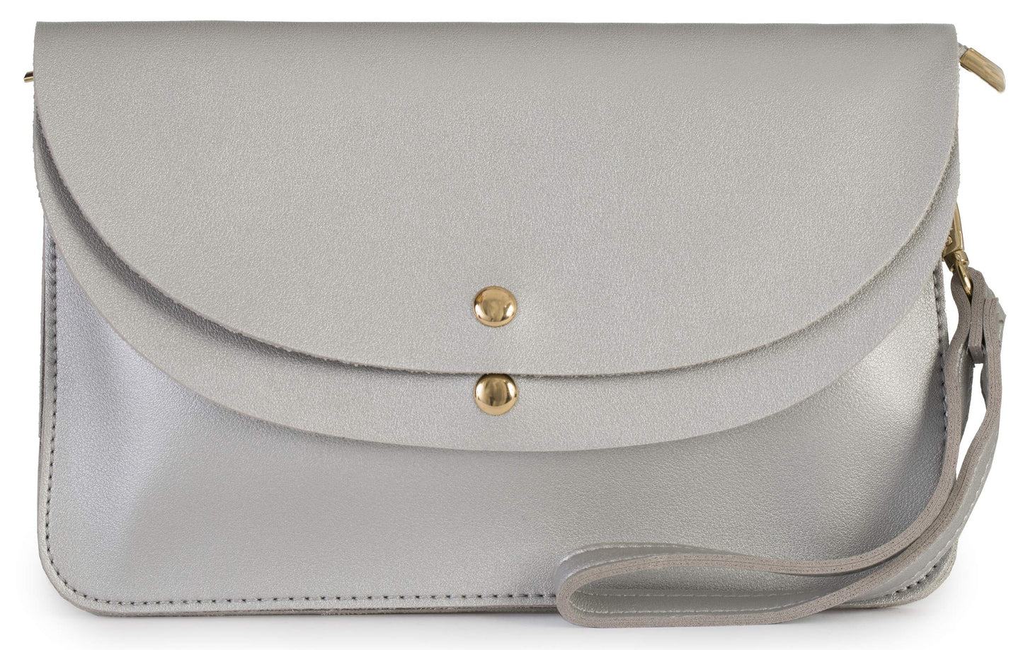 Lilly - Small 3-in-1 Vegan Leather Wristlet Clutch Crossbody Bag with Silver Hardware