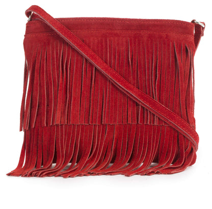 Robin - Genuine Italian Suede Leather Small Tassel Crossbody Bag Handmade in Florence