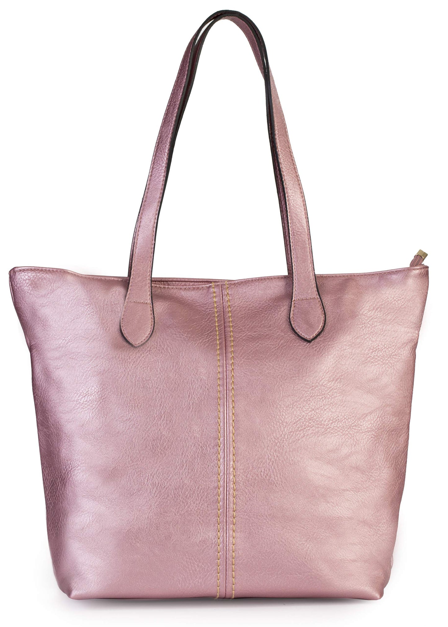 Angela - Large Vegan Leather Shoulder Tote Bag with Zip Closure & Lightweight Design