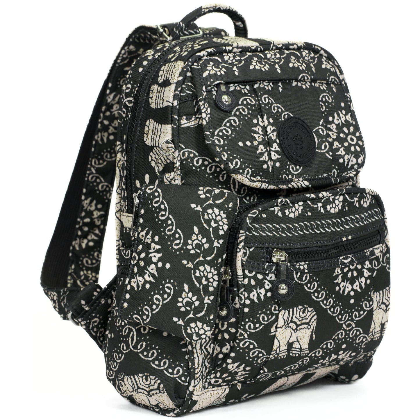 Lacey - Small Rainproof Fabric Printed Mini Backpack with Multi Zip Pockets
