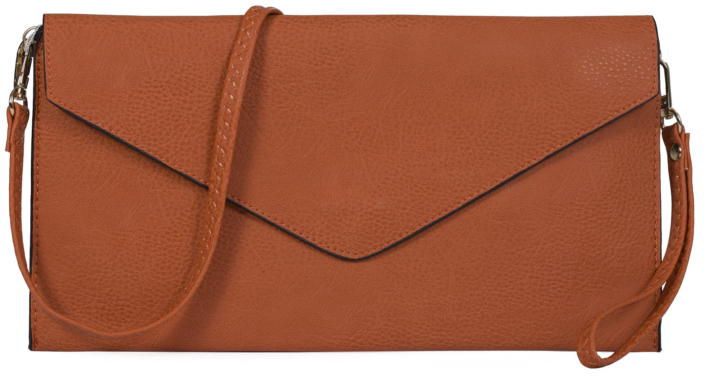 Piper - Vegan Leather Clutch Wristlet with Detachable Strap, Evening Purse Bag