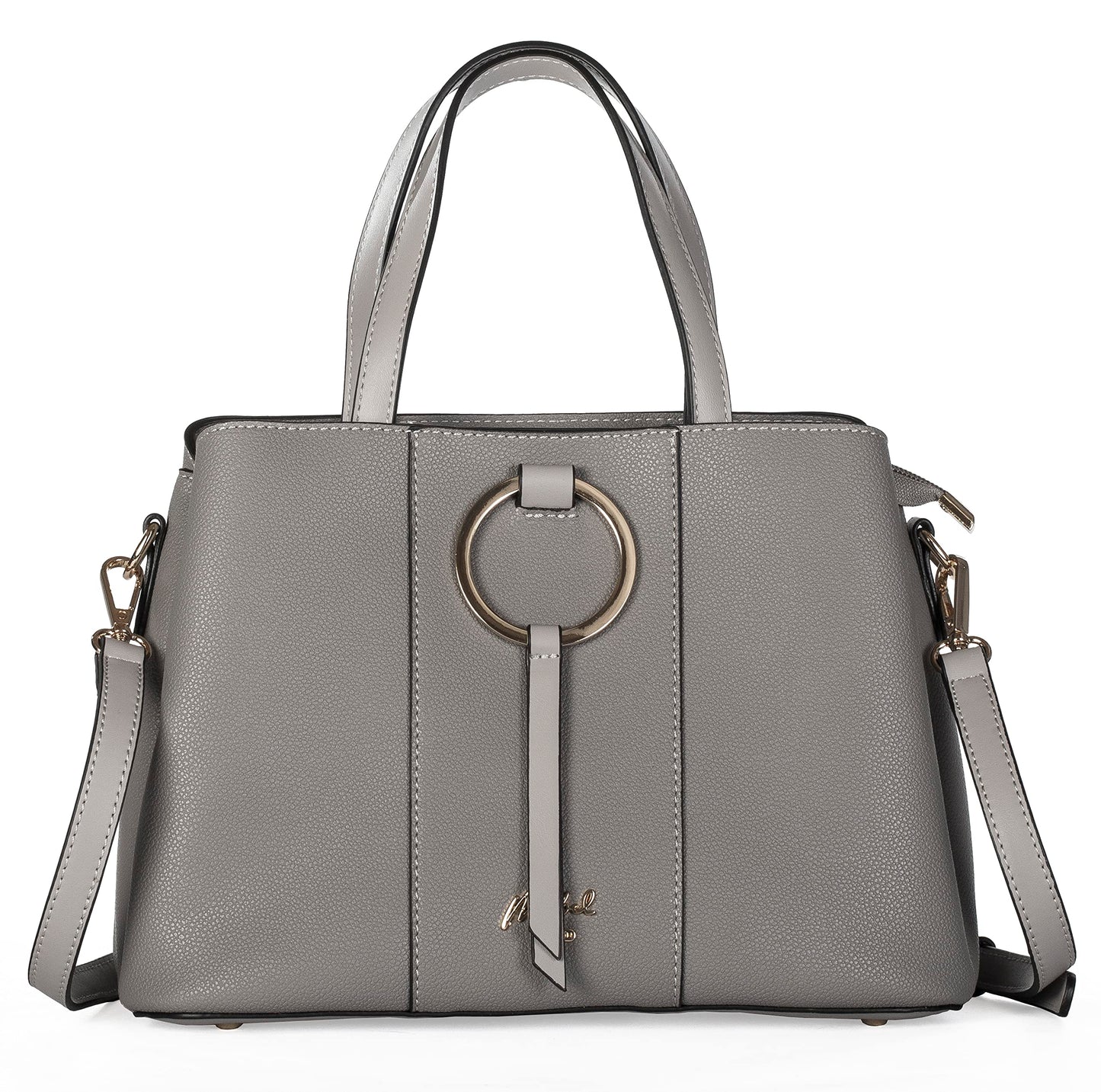 Lumi - Vegan Leather Satchel Handbag with Top Handles, Multiple Pockets & Strap