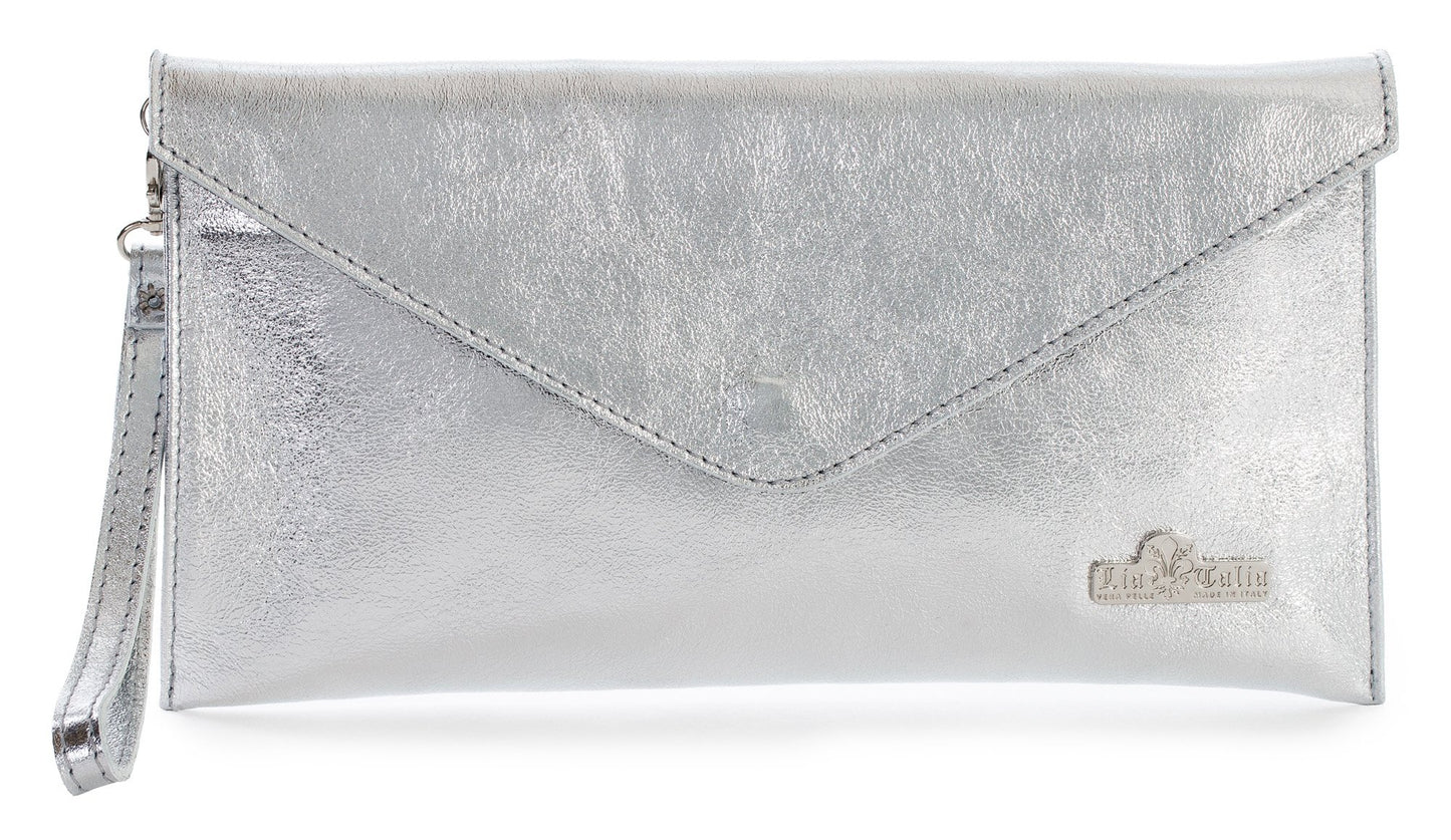 Leah - Genuine Italian Suede Leather Clutch, Crossbody & Wristlet Bag Handmade in Florence