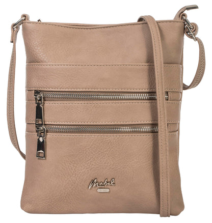 Tessa - Vegan Leather Small Crossbody Bag with Multiple Front Zip Pockets
