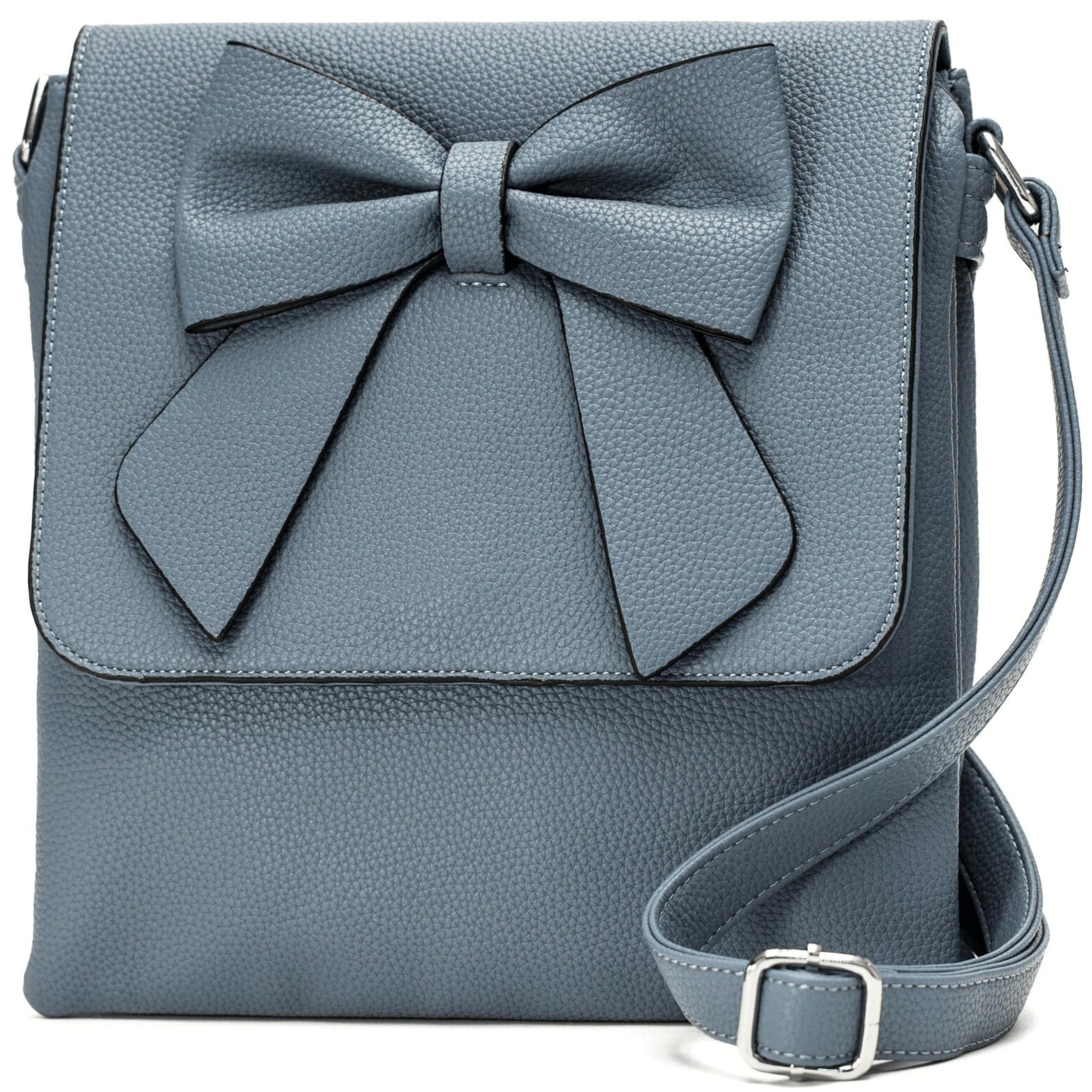 May - Faux Leather Medium Crossbody Shoulder Bag with Multi Pockets & Strap