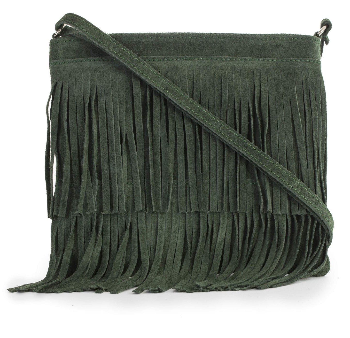 Robin - Genuine Italian Suede Leather Small Tassel Crossbody Bag Handmade in Florence