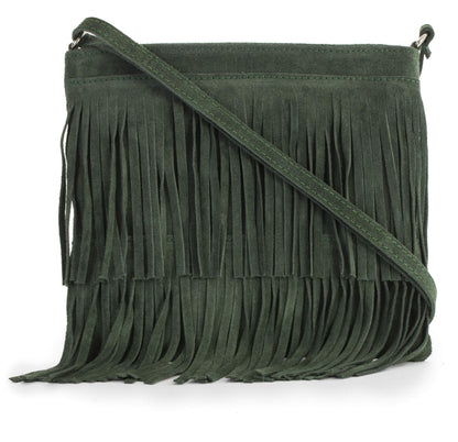 Robin - Genuine Italian Suede Leather Small Tassel Crossbody Bag Handmade in Florence