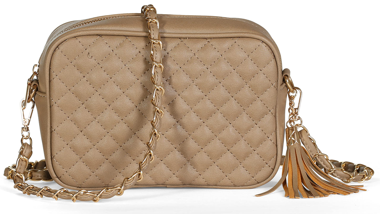 Mia - Vegan Leather Quilted Small Crossbody Bag with Adjustable Strap & Zip