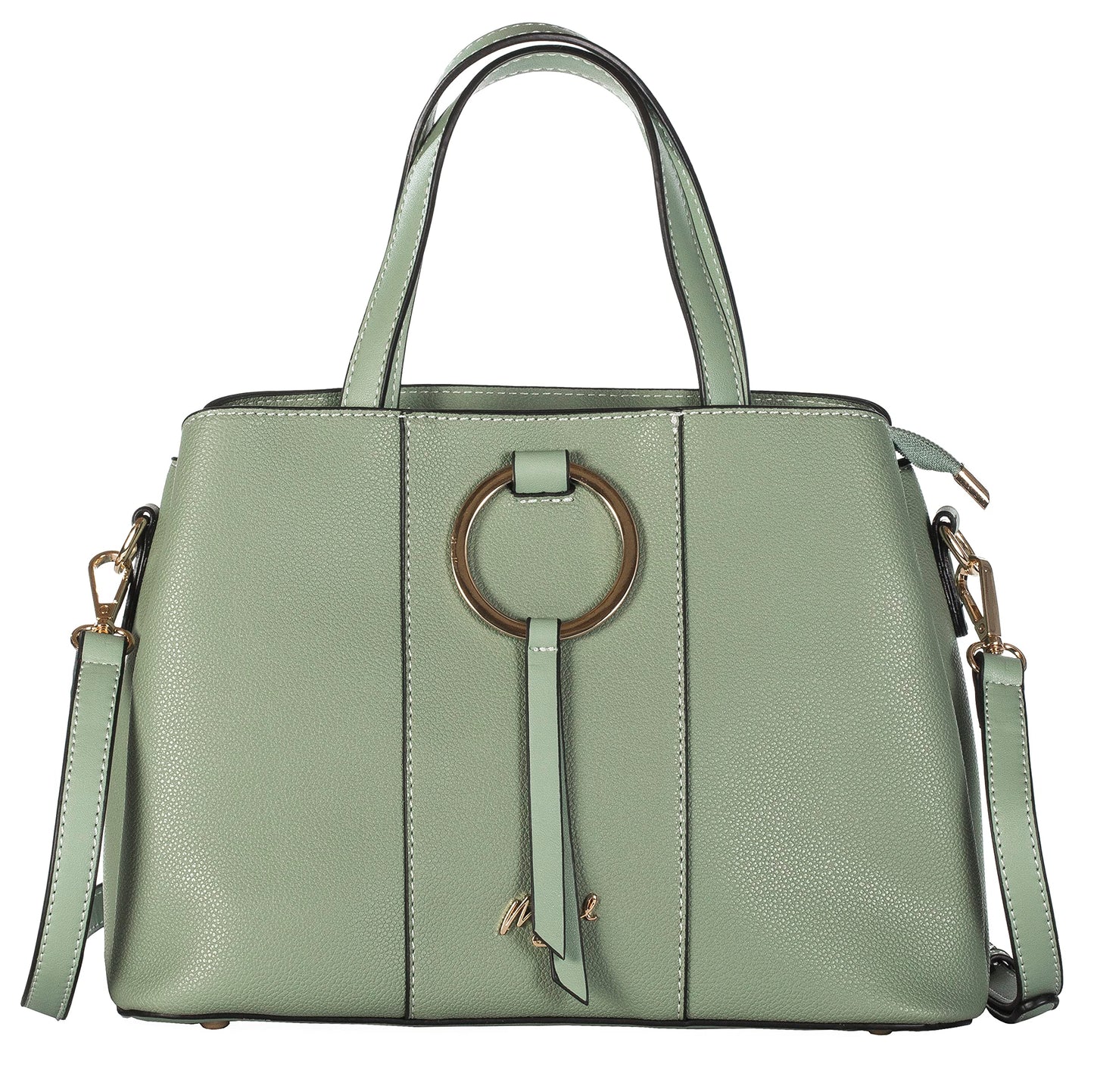 Lumi - Vegan Leather Satchel Handbag with Top Handles, Multiple Pockets & Strap