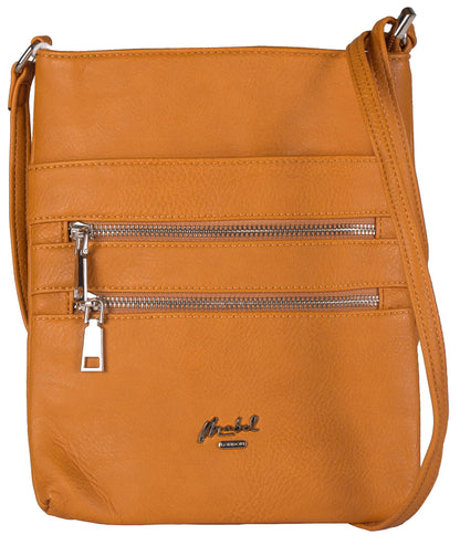 Tessa - Vegan Leather Small Crossbody Bag with Multiple Front Zip Pockets