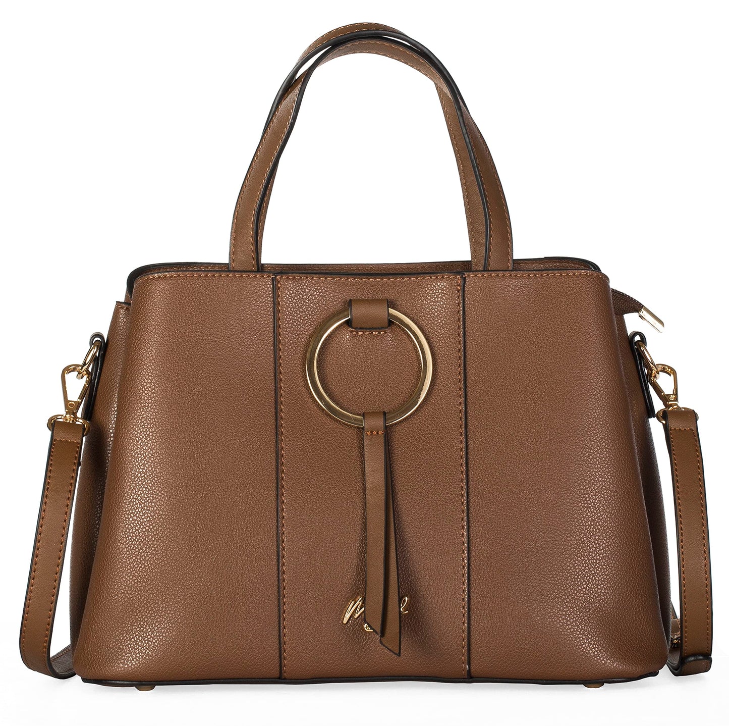Lumi - Vegan Leather Satchel Handbag with Top Handles, Multiple Pockets & Strap