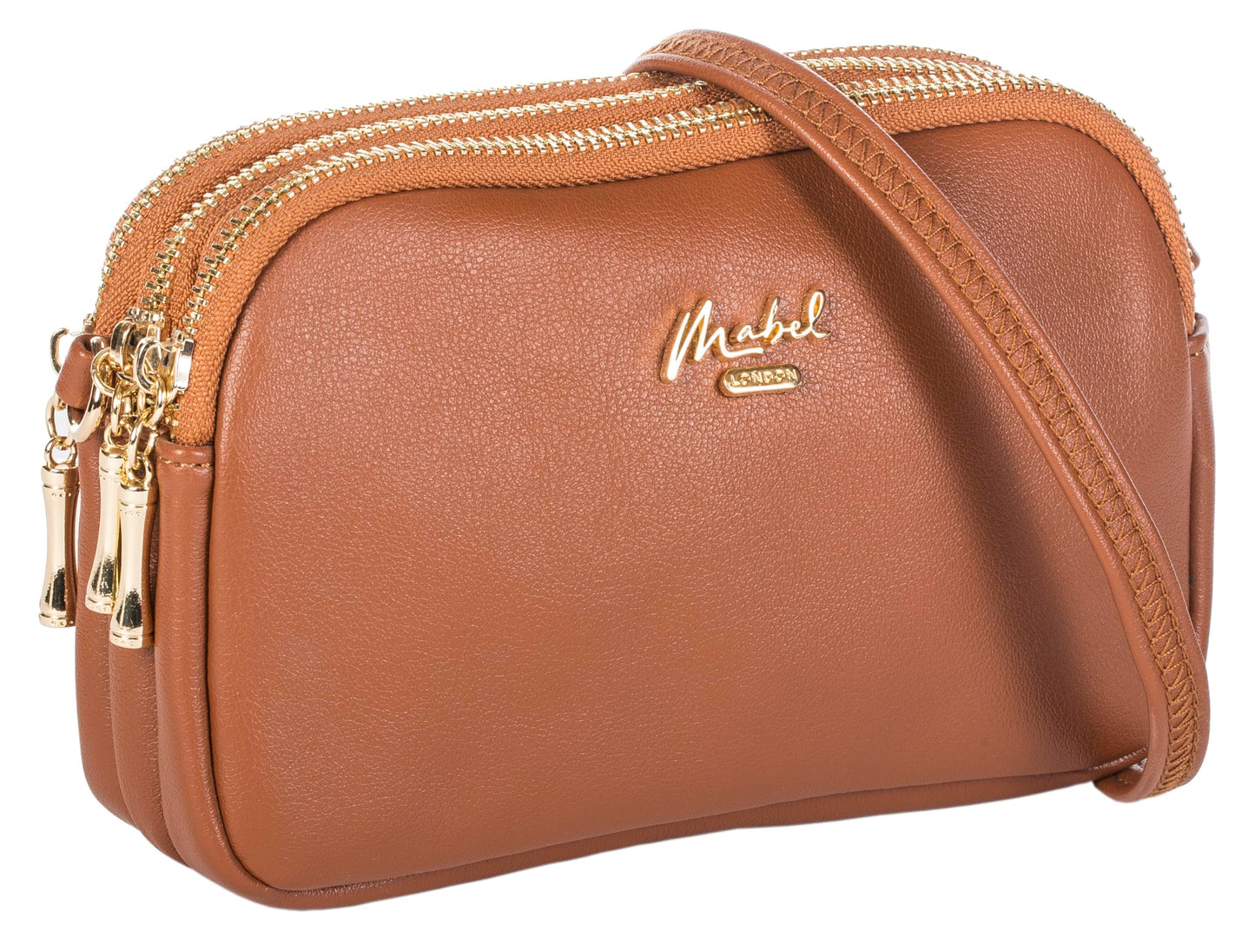 Simone - Vegan Leather Small Crossbody Bag with Triple Zip Compartments