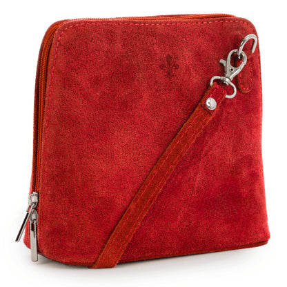 Abby - Genuine Italian Suede Leather Small Crossbody Bag Handmade in Florence Tuscany