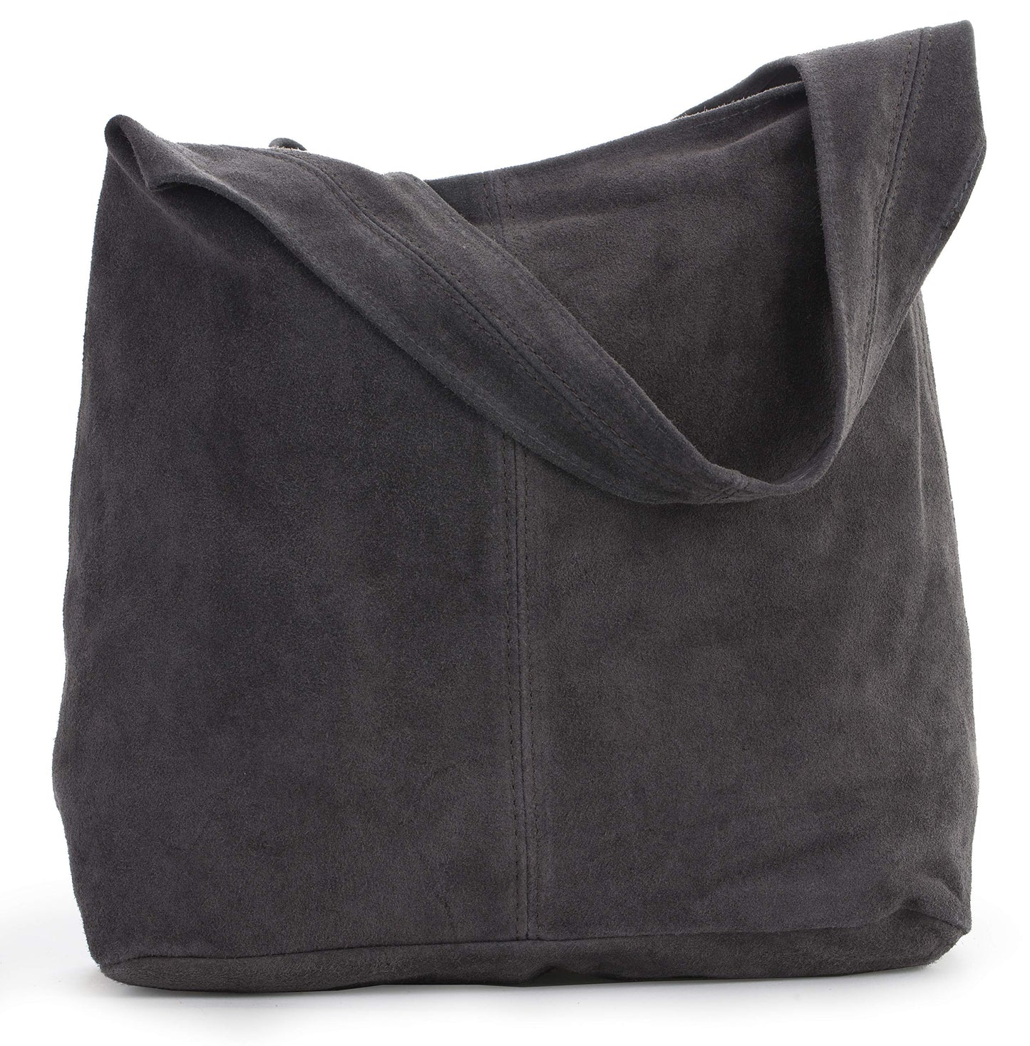 Shay - Genuine Italian Suede Leather Hobo Shoulder Tote with Zip Closure & Dust Bag