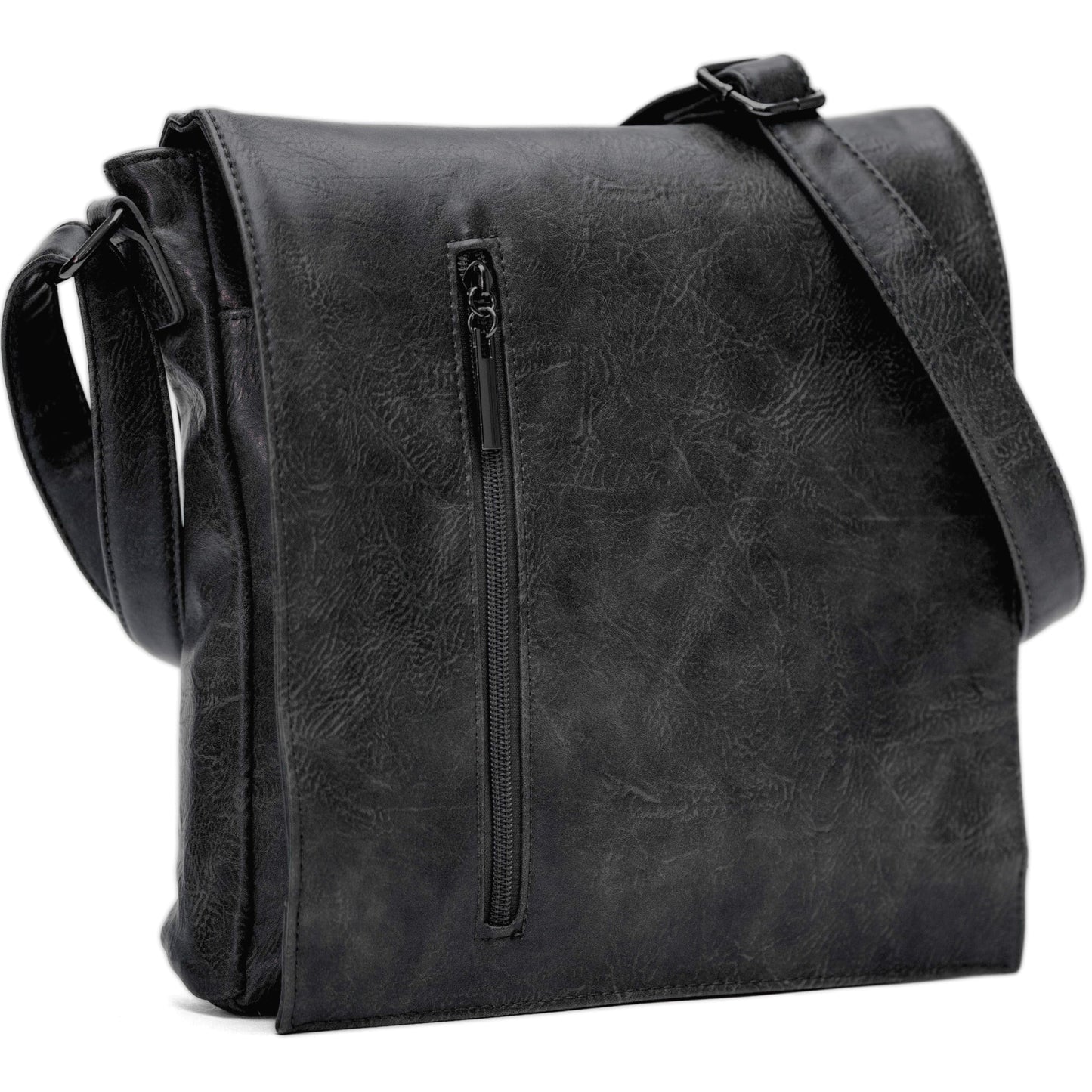 Dean - Men’s Vegan Leather Messenger Shoulder Bag with Organised Interior & Zip Closure