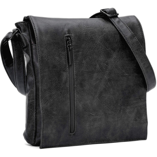 Dean - Men’s Vegan Leather Messenger Shoulder Bag with Organised Interior & Zip Closure