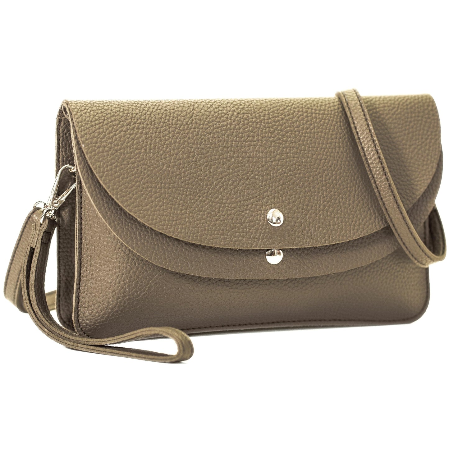 Lilly - Small 3-in-1 Vegan Leather Wristlet Clutch Crossbody Bag with Silver Hardware