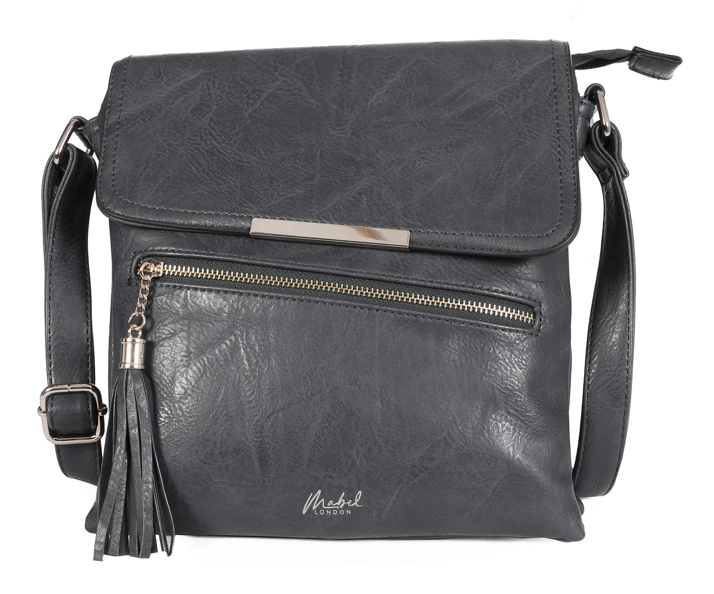 Bonnie - Medium Vegan Leather Crossbody Shoulder Bag with Zip Closure & Tassel Detail