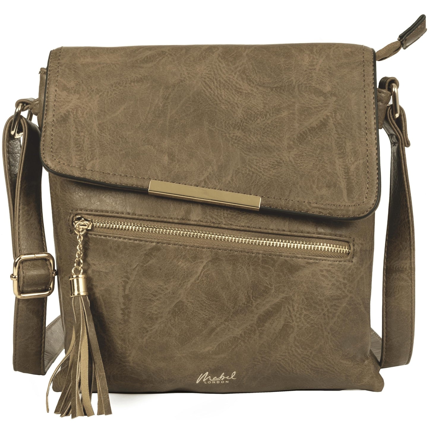 Bonnie - Medium Vegan Leather Crossbody Shoulder Bag with Zip Closure & Tassel Detail