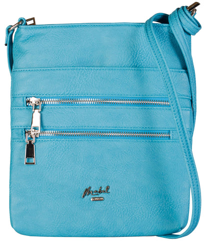 Tessa - Vegan Leather Small Crossbody Bag with Multiple Front Zip Pockets