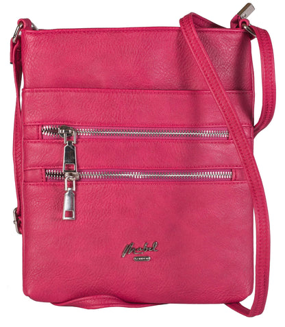 Tessa - Vegan Leather Small Crossbody Bag with Multiple Front Zip Pockets