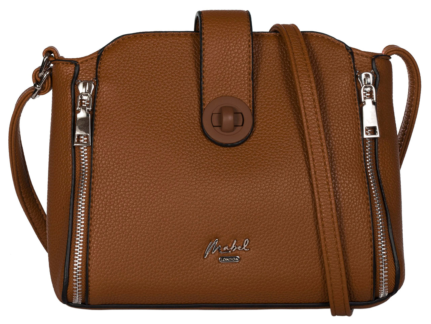 Liz - Vegan Leather Small Crossbody Tote Bag with Twist Lock & Zip Pocket