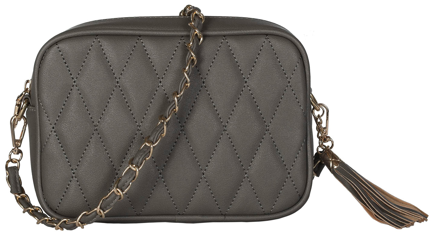 El - Small Vegan Leather Crossbody Shoulder Bag with Compact Design & Zip Closure