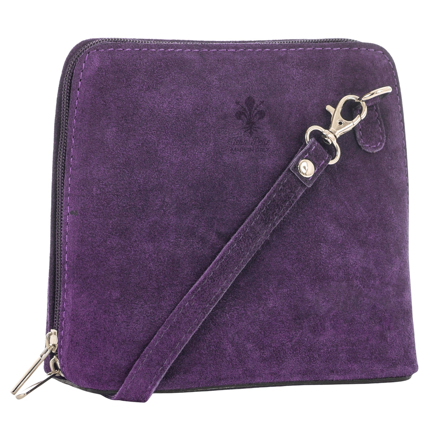 Abby - Genuine Italian Suede Leather Small Crossbody Bag Handmade in Florence Tuscany