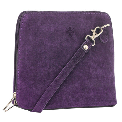 Abby - Genuine Italian Suede Leather Small Crossbody Bag Handmade in Florence Tuscany