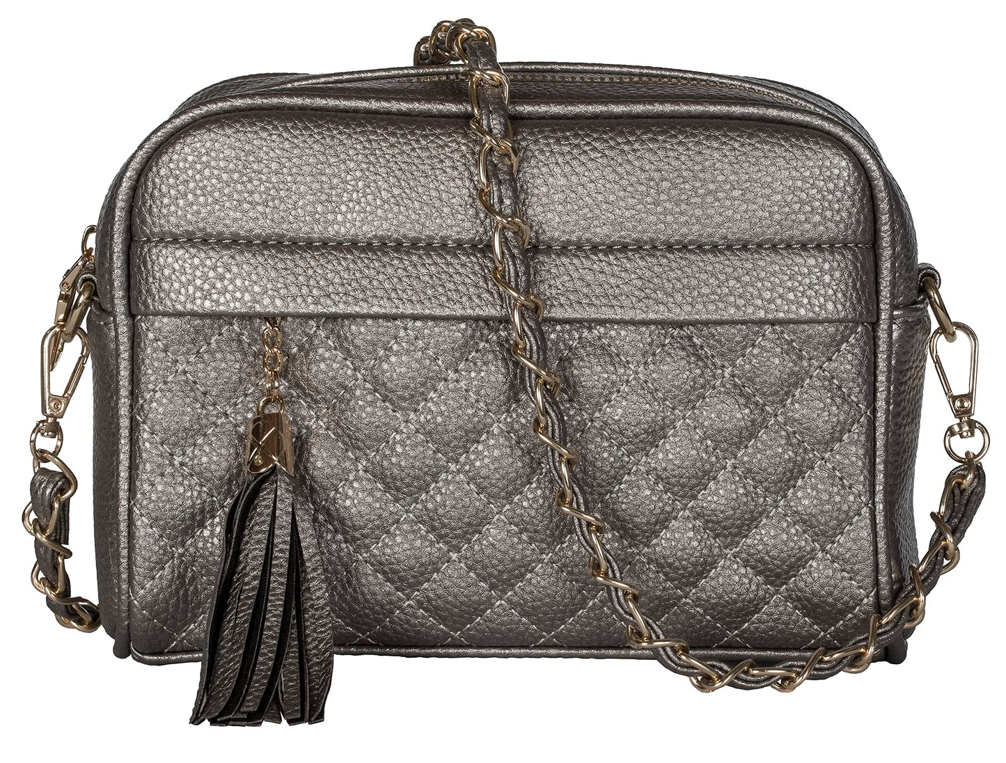 Em - Small Vegan Leather Shoulder Crossbody Bag with Zip Closure & Compact Style