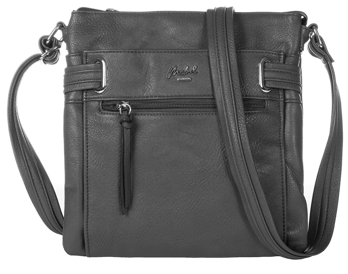 Lara - Small Vegan Leather Crossbody Shoulder Bag with Multiple Pockets & Zip Closure