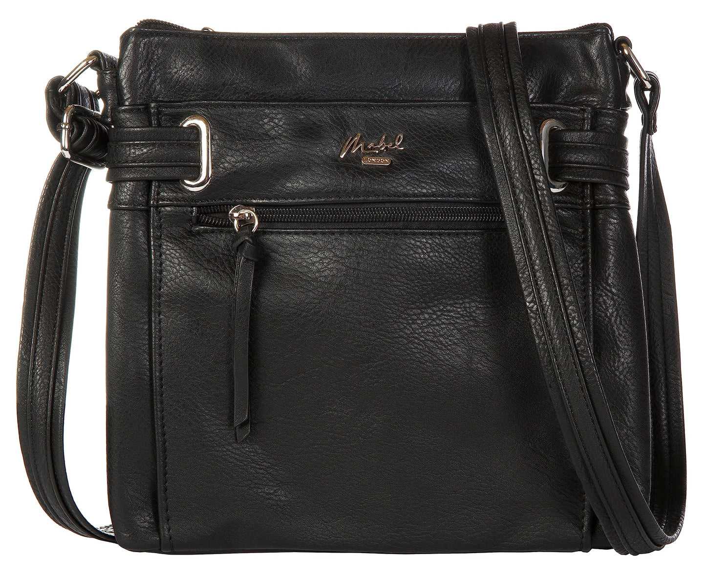 Lara - Small Vegan Leather Crossbody Shoulder Bag with Multiple Pockets & Zip Closure
