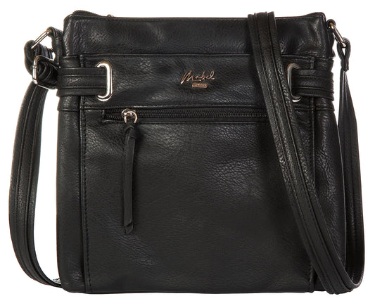 Lara - Small Vegan Leather Crossbody Shoulder Bag with Multiple Pockets & Zip Closure